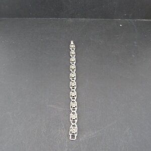 Sarah Coventry Vintage Antique Rose Style Silver Tone Panel Link Bracelet 7 Inch